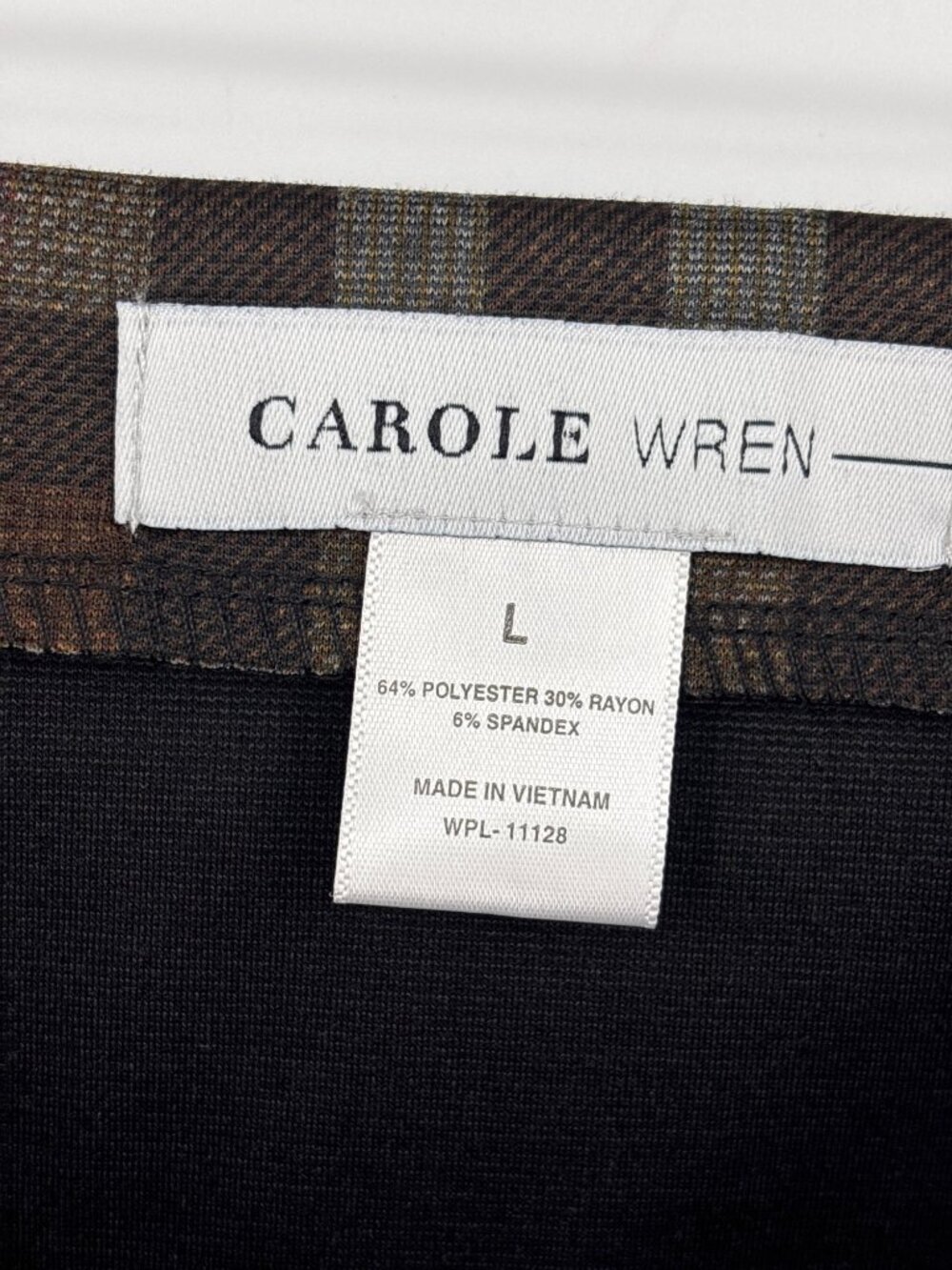 Carole Wren Pull On Pencil Skirt Plaid Tartan Print Brown Size Large NEW - Picture 4 of 4